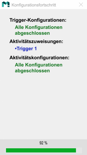 Konfigurationsfortschritt der Automatisierung visualisiert in MIOS-CT Software